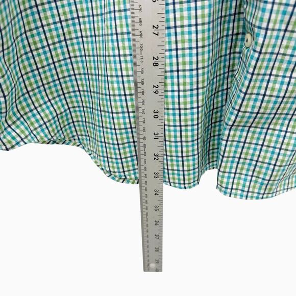Peter‎ Millar Plaid Green Blue Button Down Short Sleeve Men’s Size XL - Picture 5 of 6